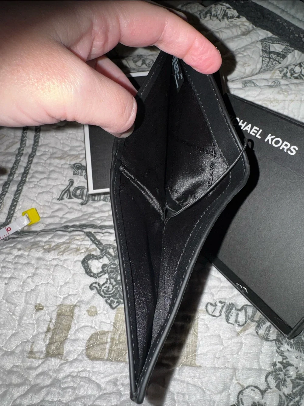 Michael Kors Men’s All Over MK Logo Print Leather Slim Billfold Wallet Black NWT